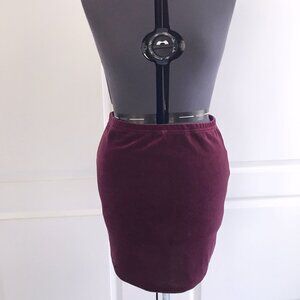 Shein Bae Wine Burgundy Red Velvet Skirt, Size XL